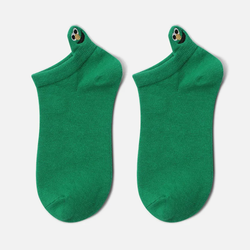 Вышитые Хлопковые женские носки-тапочки с рисунком смайлика; забавные милые короткие носки для девочек; летние модные невидимые носки-башмачки - Цвет: hhyas001-7
