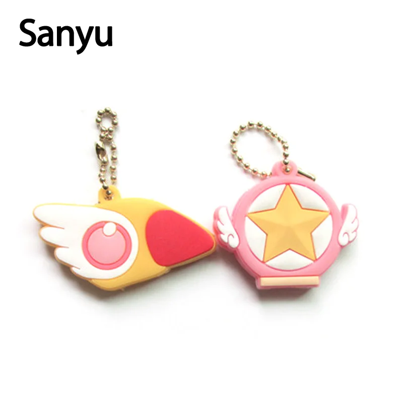 

Japanese Anime Kinomoto Cardcaptor Sakura Key Cover Kawaii Cartoon Keychains Silicone Key Cap Covers Cosplay Keychains Female