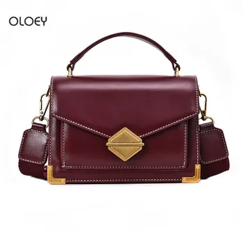 

OLOEY Women's Advanced Square Pouch Fashion Retro Tote Bag Wide Shoulder Strap Shoulder Bag PU Leather Crossbody Bag
