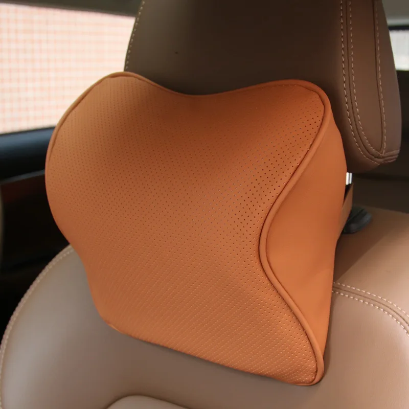 Car Headrest Pillow Fiber Leather Neck Protection Pillows 3D Memory