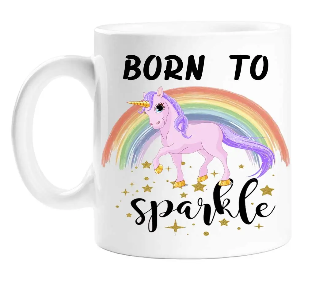 

Born To Sparkle Unicorn Mug Coffee Mugs 11oz Gift
