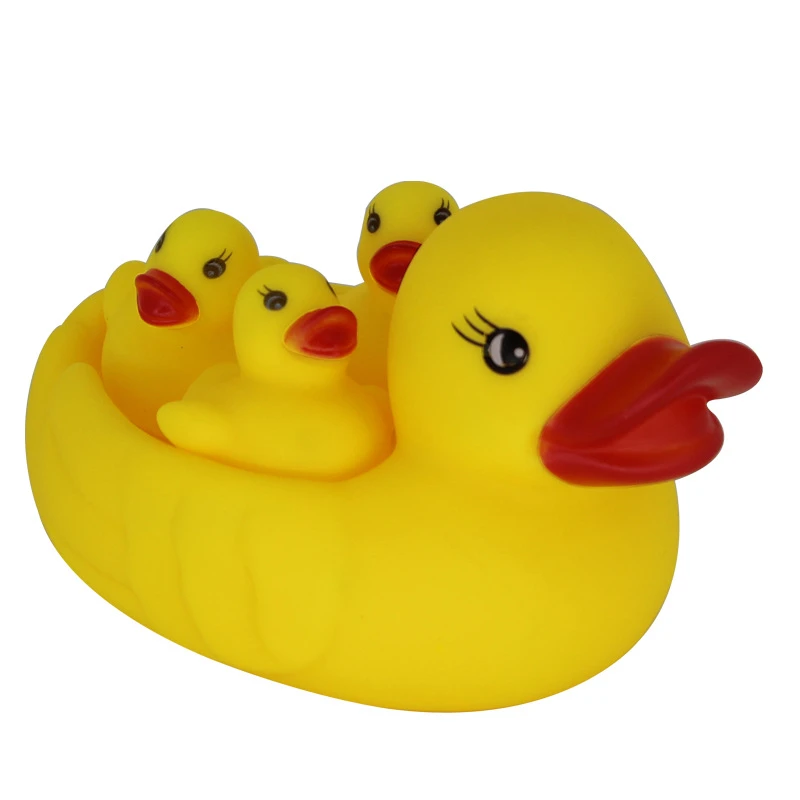 Jouet De Bain Bain En Caoutchouc Pour Bebe 4 Pieces Couineur Canard Jaune Maman Et Bebe Canard Hochet Jouets D Eau Cadeau D Anniversaire Pour Enfants Aliexpress