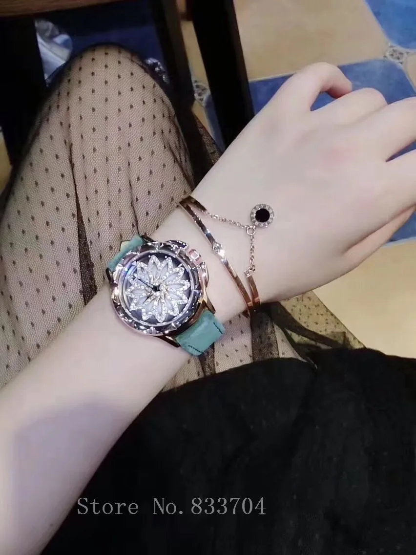 Mashali часы из натуральной кожи модные роскошные женские кварцевые часы блестящие часы с вращением под платье часы с большим бриллиантом relojes mujer