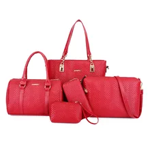 Стиль композитная сумка женская сумка 5 шт. в комплекте женская сумка из искусственной кожи красный синий черный серый глубокий розовый светильник розовый