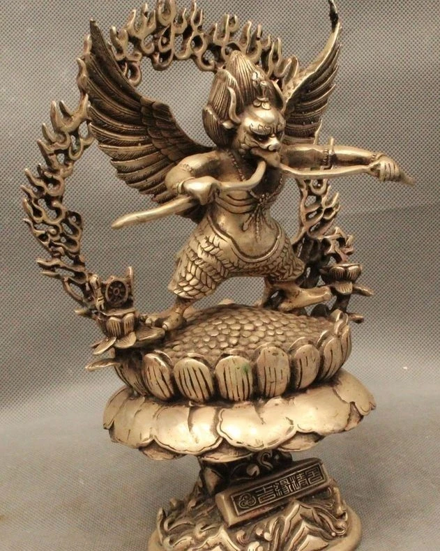 

11" China Chinese Silver Guan Yin Kwan-yin Bodhisattva Bottle Bead Statue Figure
