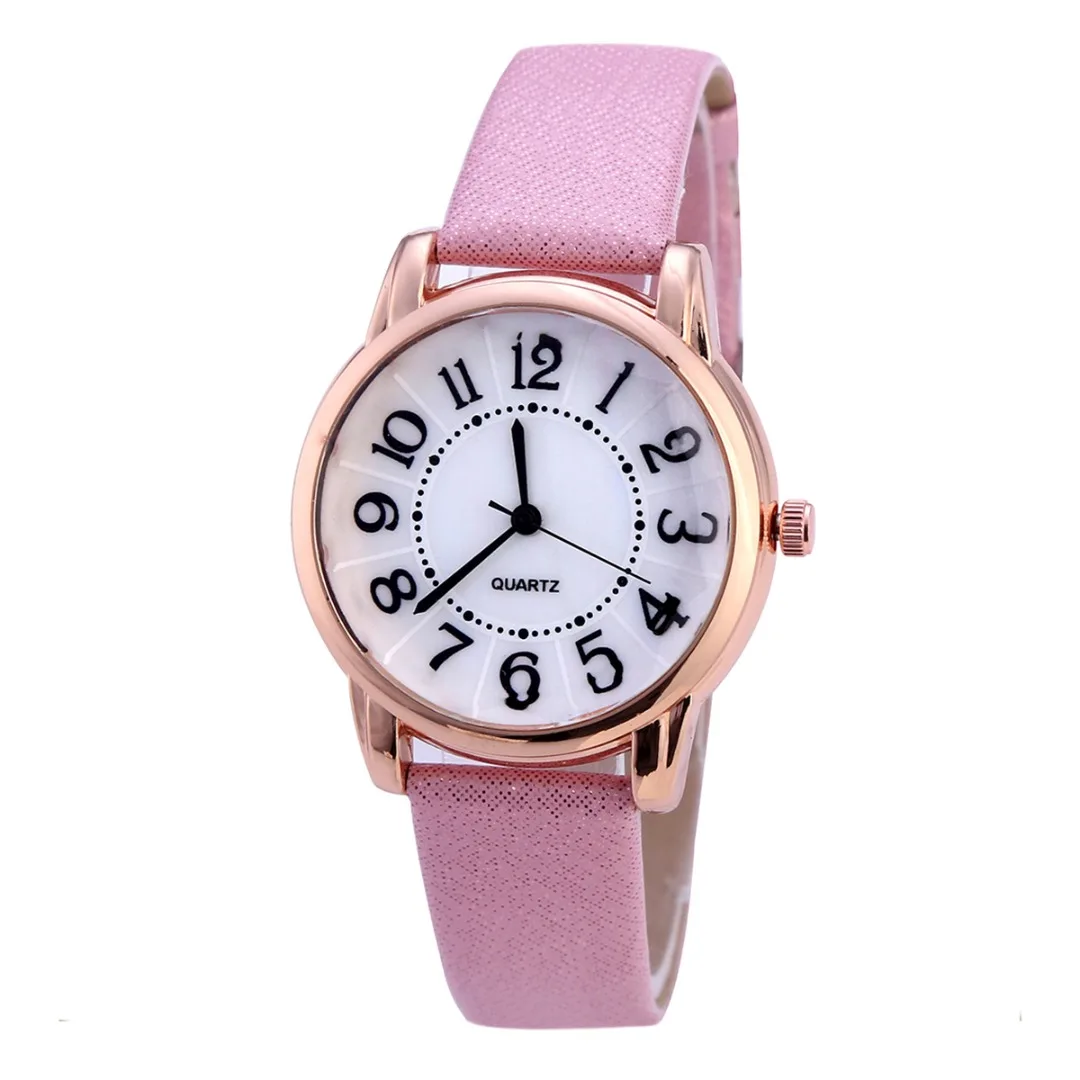 Faux Leather Arabic Numbers Watch  Fashion Casual Women Analog Quartz Watchh Female Wristwatches Relogio Feminino Shellhard