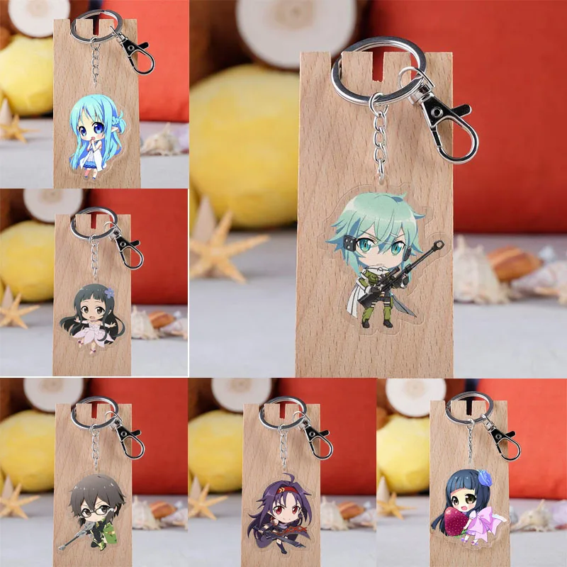 

Sword Art Online Keychain Double-sided Sinon Kirito Anime Cartoon Key Ring