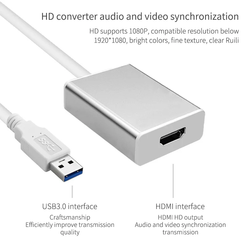 HD 1080P USB 3,0 к HDMI конвертер адаптер USB кабель для передачи данных для HDMI внешняя Видеокарта Multi touch монитор адаптер для Windows 7/8/10