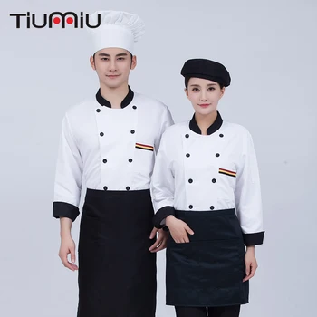 

Unisex Kitchen Work Wear Clothing Long Sleeve Double Breasted 2018 New Chef Jackets Catering Hotel Cafe Bakery BBQ Cook Uniforms