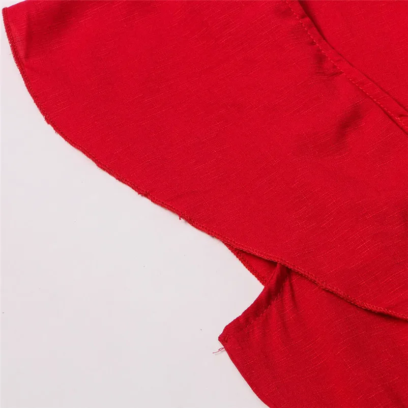 Fashion summer jumpsuit woman 2018 Sexy Deep-V Rompers Solid Short Sleeve Ruffles Long Jumpsuit pantaloni siamesi Y12#N (20)