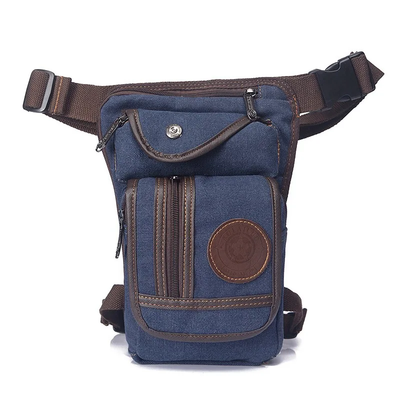 Новая модная качественная Водонепроницаемая холщовая поясная сумка Повседневная дорожная мужская сумка мотоциклетная сумка на ногу поясная сумка 4 цвета - Цвет: canvas blue