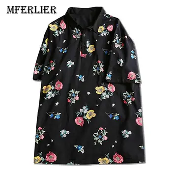 

MFERLIER Plus size Loose weight 80-150kg Summer men shirt Shoulder width 52-58 short sleeve men top