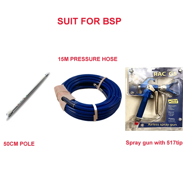 Aftermarket high quality airless sprayer parts 15m high pressure hose 50cm extend pole sprayer gun with 517 tip painting tool sunrise round drill diamond painting 40 50cm