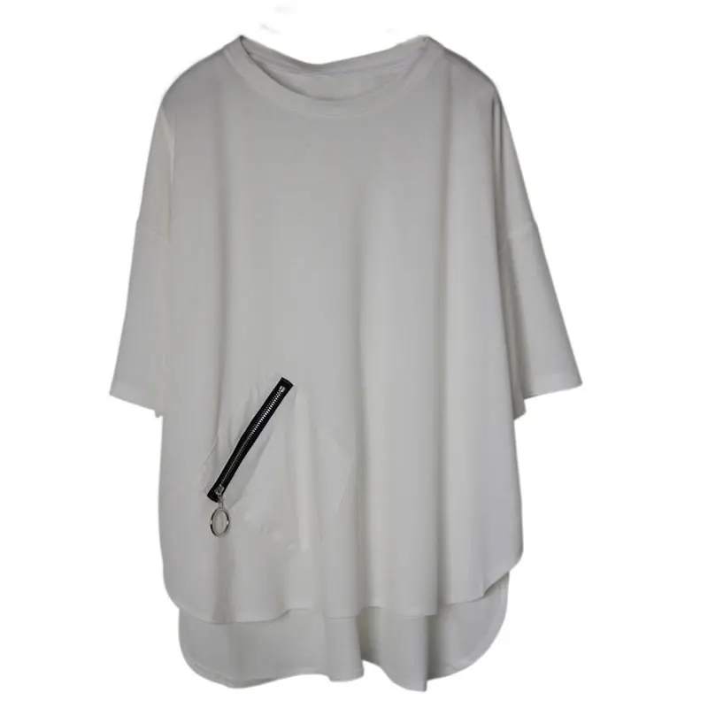 XITAO, простая, с карманами, одноцветная, половина рукава, о-образный вырез, модная женская летняя футболка, дикий пуловер, приталенный, новинка, футболка ZLL3954