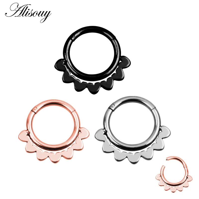 1 шт., 6 видов стилей, двухслойные стальные кликер, сегментные кольца для носа, шарнирное кольцо для пирсинга перегородки носа, для женщин и мужчин, ювелирные изделия для тела, Ombligo