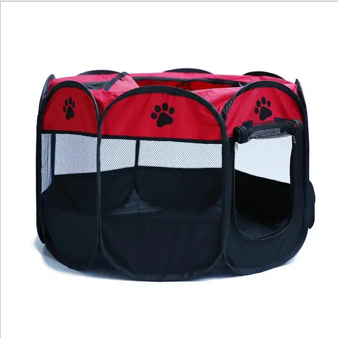 Палатка для питомцев, складная восьмиугольная забор для питомцев, ткань Оксфорд, клетка для питомцев, кошек, собак, большое пространство, складная игра для упражнений в доме или на открытом воздухе - Цвет: Red