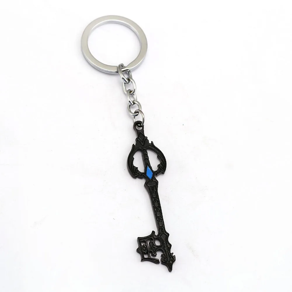 

Game Kingdom Hearts Keychain Sora Black Keyblade Key Ring Holder Metal Fashion Car Chaveiro Key Chain Pendant Jewelry