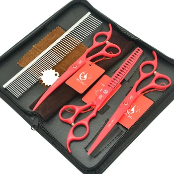 

7.0" Meisha Professional Pet Scissors for Groomer Japan Steel Fish Bone Thinning Shears Dog Straight& Curved Cut Clipper HB0144