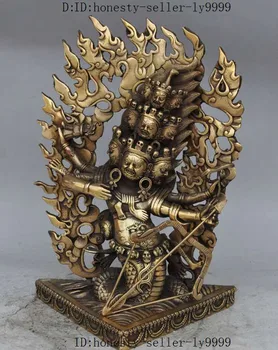 

christmas 12" old tibet buddhism Brass 11 heads Daedeok Vajra Yamantaka Buddha god Statue halloween