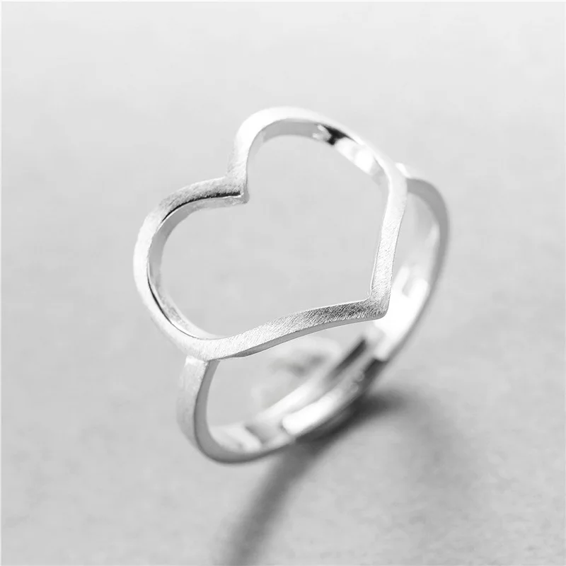 heart love ring 100% Sterling 925 silver Jewelry Vintage Adjustable rings for women girl gift