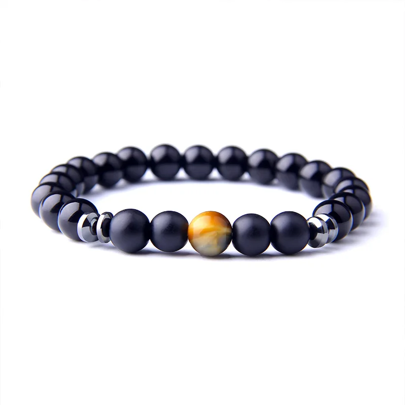 

Natural dream Tiger Eyes Stone Bracelet for Men couple Black Onyx Beads Bracelet for Women and Men friendship Jewelry wholesale