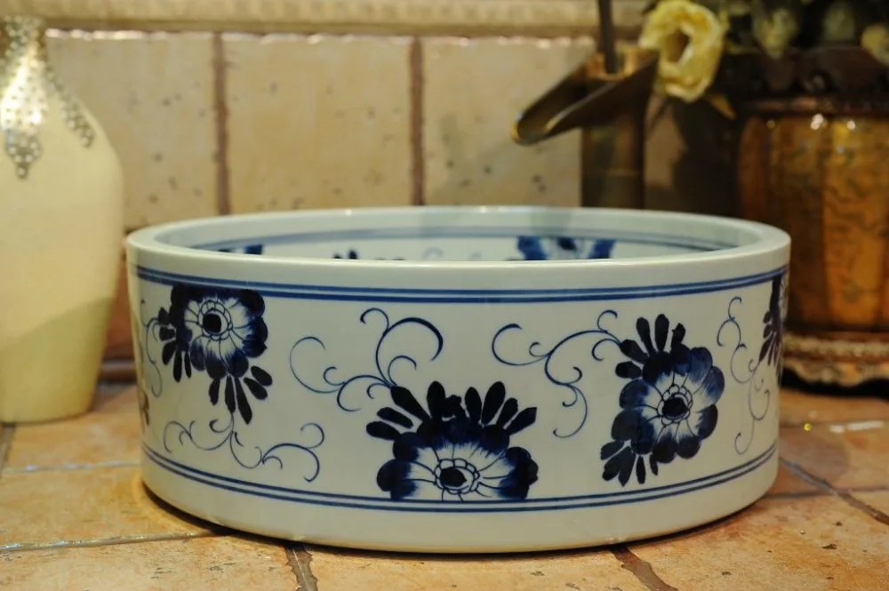 Blue And White Chinese Antique ceramic sink wash basin Ceramic Counter Top Wash Basin Bathroom Sinks ceramic art wash basins (5)