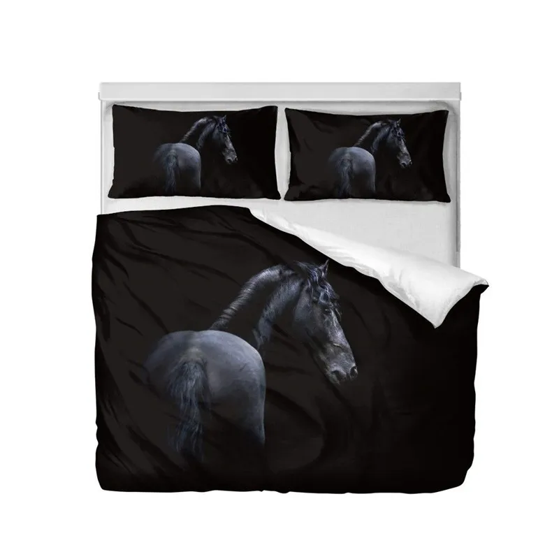 طقم سرير الأزياء بارد محظوظ الحيوان الحصان الفيل 3D الطباعة أغطية لحاف الملكة حجم مزدوج غرفة نوم الديكور طقم سرير 3 قطعة