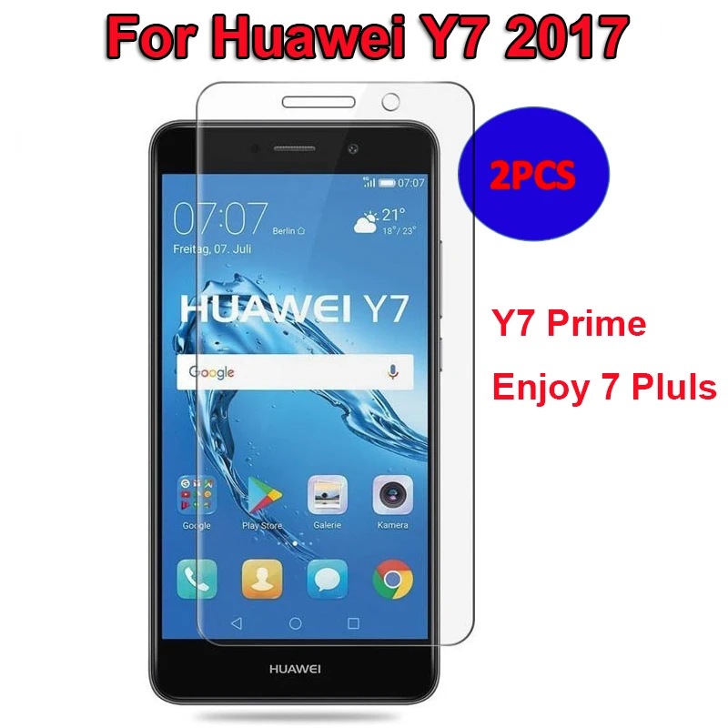 2 шт./лот протектор экрана из закаленного стекла для Huawei Y7 2017 TRT LX1 LX2 защитная