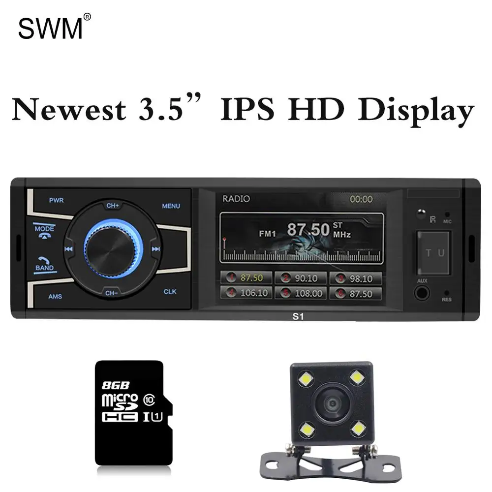 

SWM 1 Din Autoradio HD Car Radio Multimedia MP5 Player Reverse Image Bluetooth Aux Tf U Disk Cau Audio Autoradio Stereo Radio