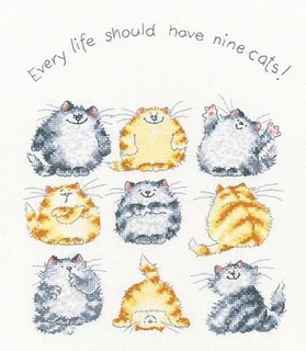 

Fishxx Cross-Stitch T345 cartoon Nine cat posture] , water-soluble,100% accurate,11CTembroidery