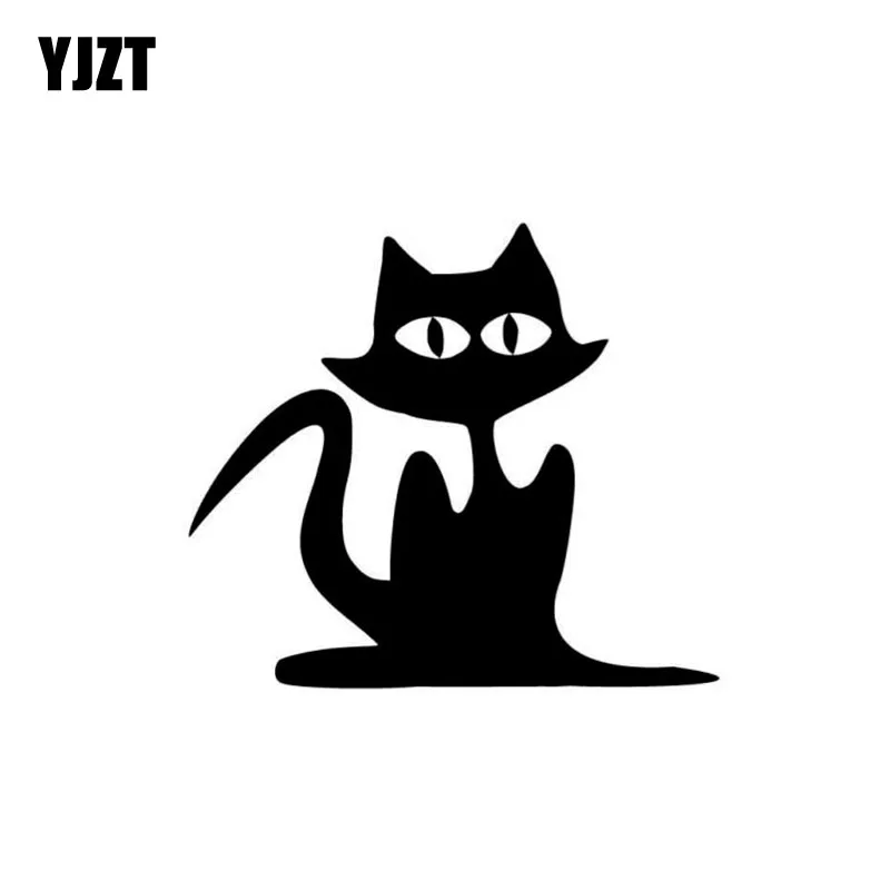 YJZT 13 5 см * 11 8 Виниловая наклейка в виде мультяшного кота сидя автомобильная