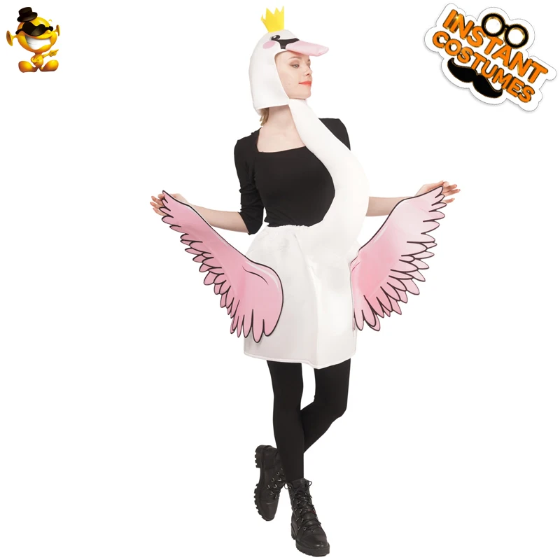 

DSPLAY Fashionable Jumpsuit Carnival Adult Cute Animal Costume Cosplay Party Newly Design Unisex Beautiful White Swan Outfits