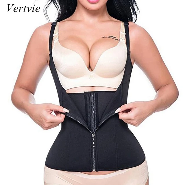 vertvie Adjustable Shoulder Strap Waist Support Vest Corset Women Zipper Body Shaper Waist Cincher Weight Loss Slim Shapewear
