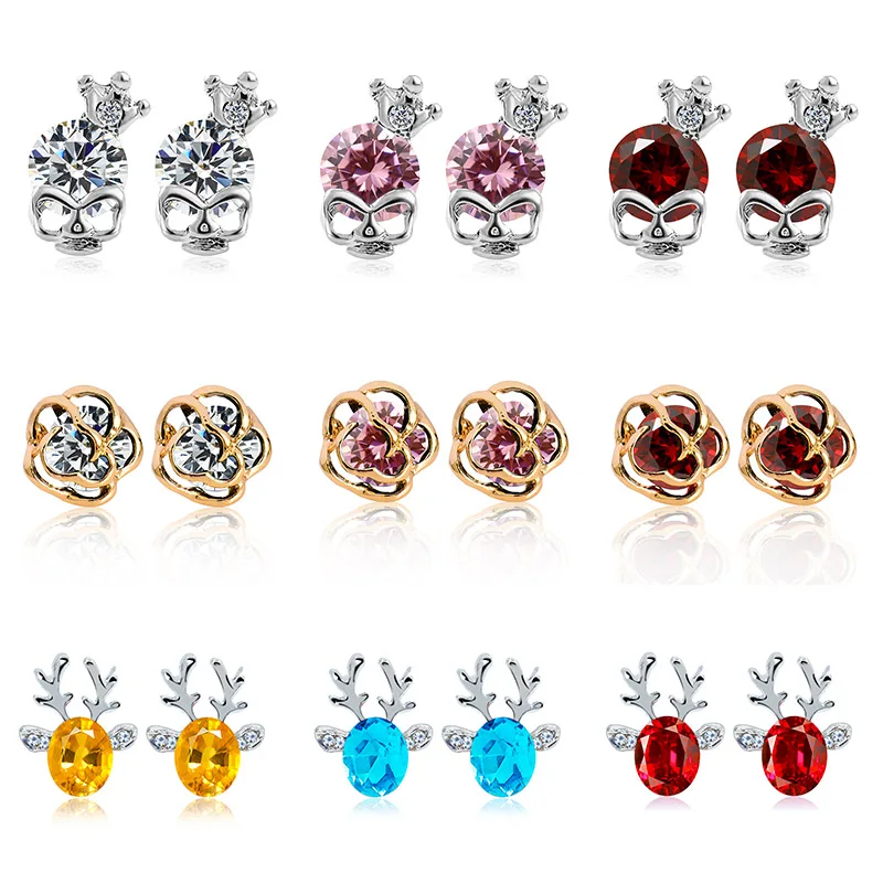 H: HYDE кристаллические серьги Роскошные трехмерные Рождественские оленьи серьги элегантные девушки женские цветочные серьги с кристаллами ювелирные изделия