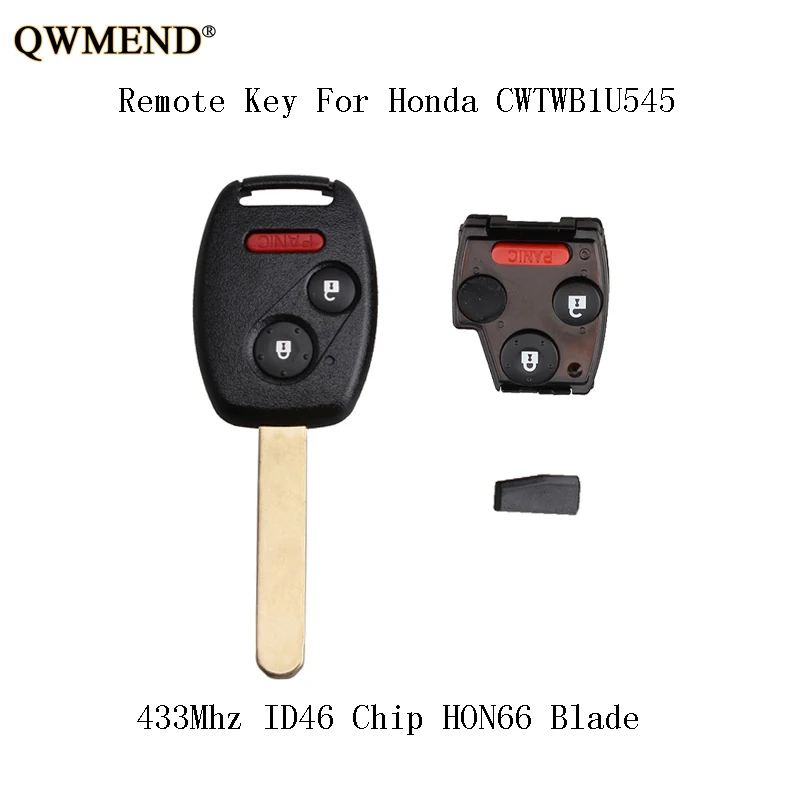 QWMEND 433 Мгц дистанционный брелок без ключа для Honda Pilot 2005 2006 2007 2008 CWTWB1U545