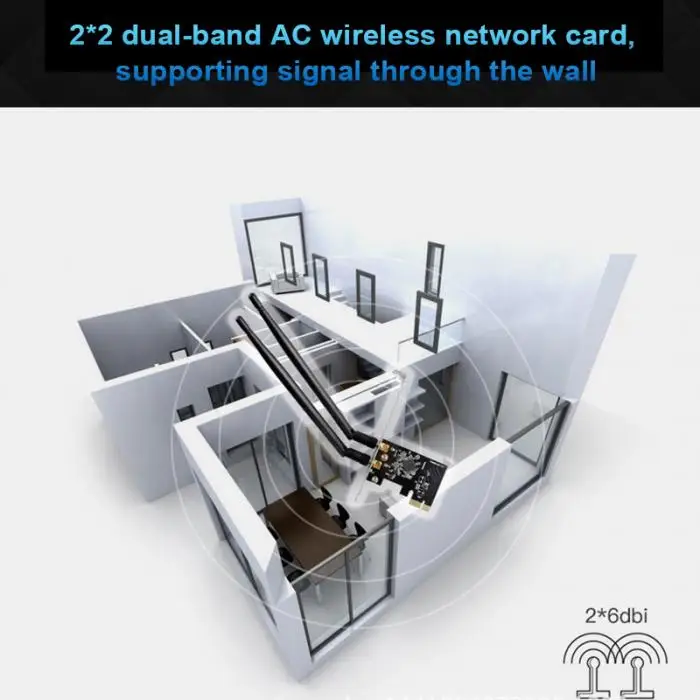 Новый Популярный двухдиапазонный 1300 Мбит/с PCI-E беспроводной WiFi адаптер 802,11 AC PCI Express сетевая карта 2,4/5 ГГц