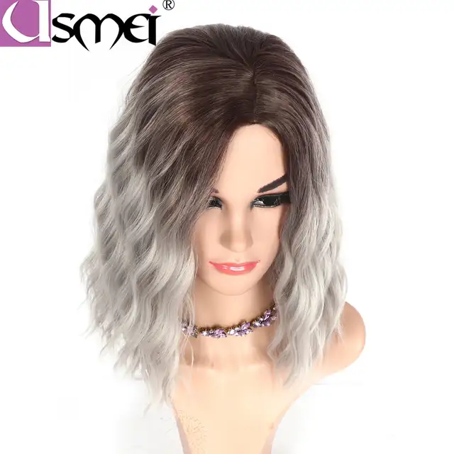 Online Shop Usmei Natural Wave Synthetic Wigs For White Women 4