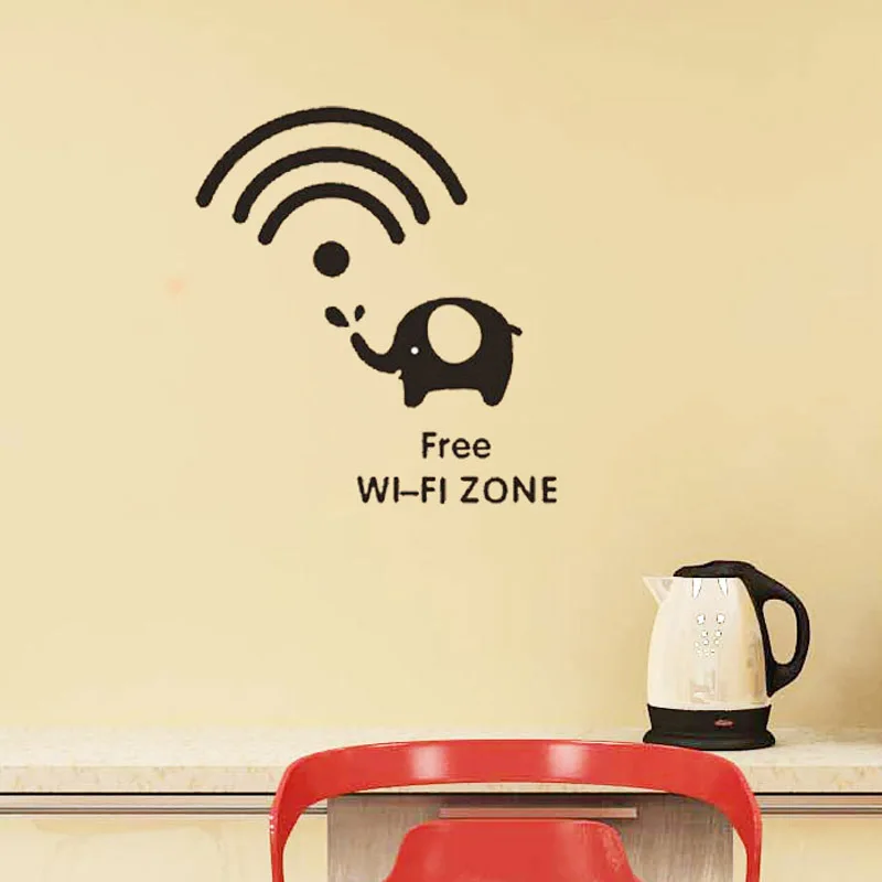 2015 Free Shipping Cute Elephant Wifi Wall Sticker Decal Sign For Cafe Restaurant Bar Pub Shop Internet Window Glass Stickers Wall Stickers Aliexpress