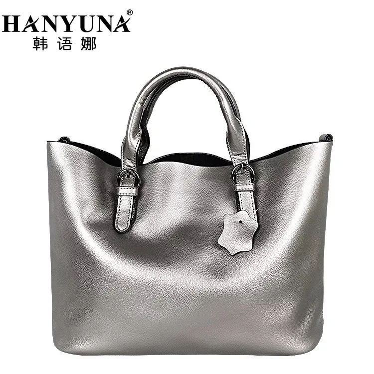 HANYUNA Female Luxury 100 Genuine font b Leather b font Big Capacity Bag Women Cow font