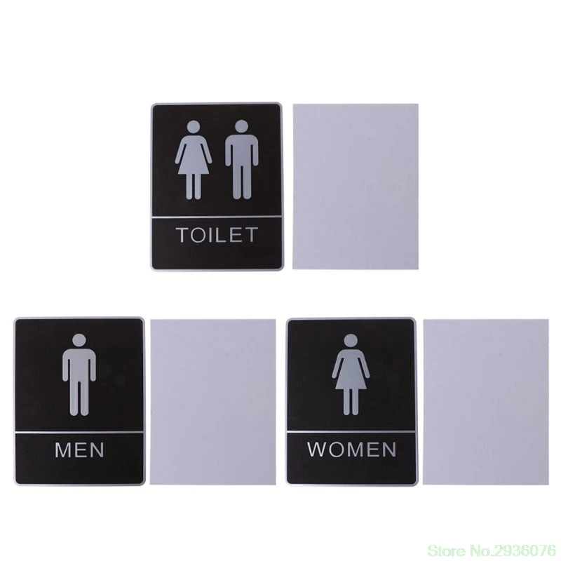 

6"*8" Bathroom Sign Removable Back Adhesive Toilet Sign WC Sign Wall Stickers Drop Ship
