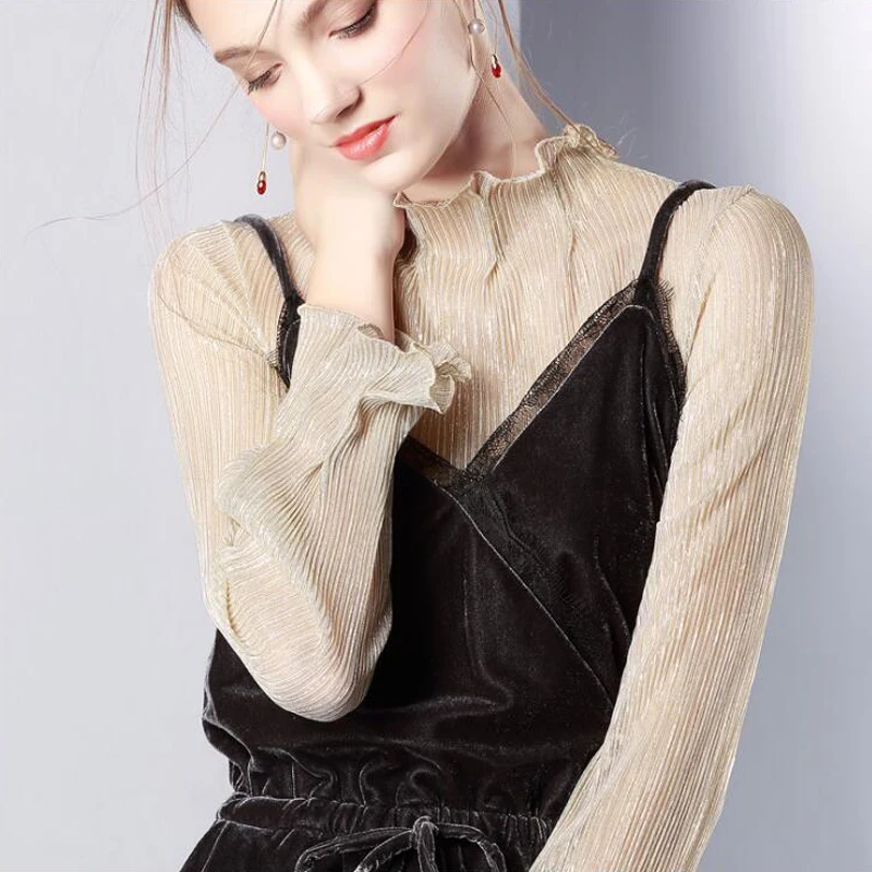 Женская блузка с длинным рукавом Chemise Femme сетчатые Топы в Корейском стиле весна 2018