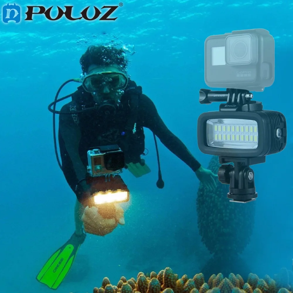 

PULUZ Photo Underwater Diving Waterproof 20 LED Flash Light Mount W/h Hot Shoe Base Adapter for GoPro Hero 4/3SJCAM Xiaomi Yi