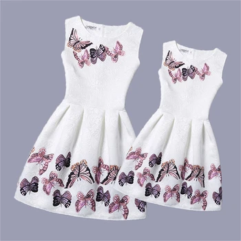 Mother Daughter Dresses 2017 New Girls Vintage Printed Spring Dress Family Matching Dress Mother Daughter Clothes Mae e Filha