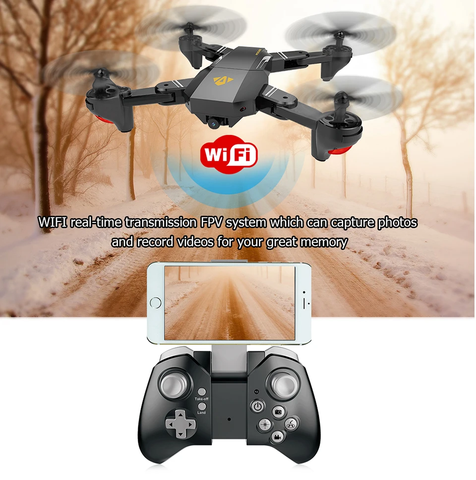 XS809HW FPV дрона с дистанционным управлением с поддержкой Wi-Fi 2MP/0.3MP Камера 2,4G 6-осей, «Безголовый» режим удержания высоты, складной Квадрокоптер с дистанционным управлением с 5in1 кабины