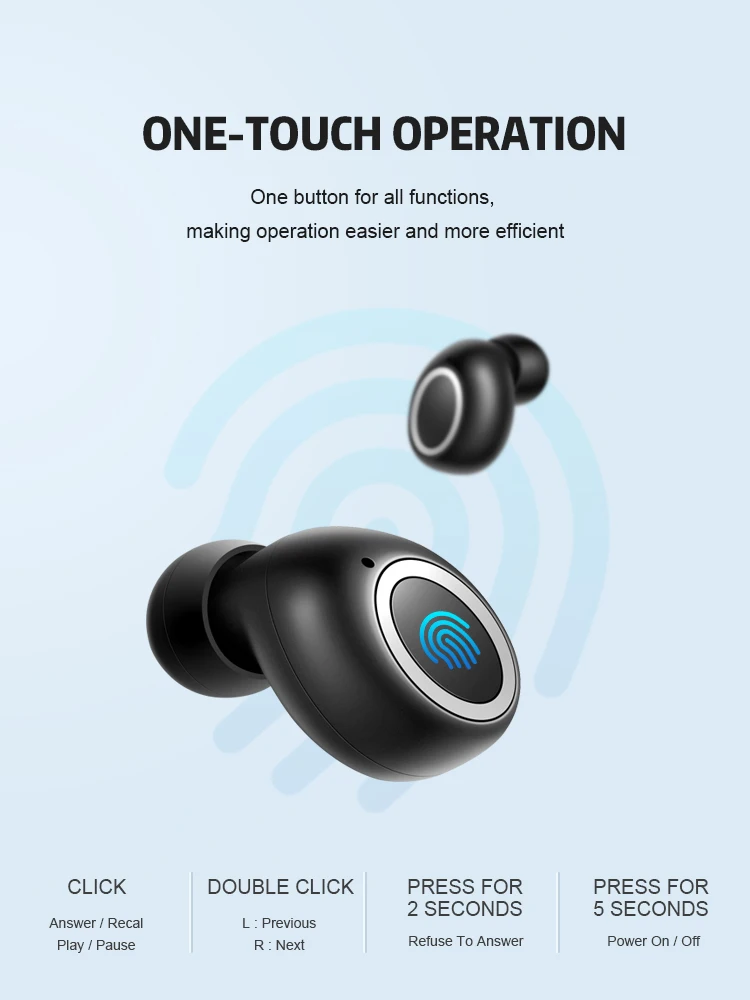 Беспроводные наушники 5,0 с сенсорным управлением спортивные 5,0 мини в ухо телефоны автоматическое подключение с зарядным отсеком Bluetooth