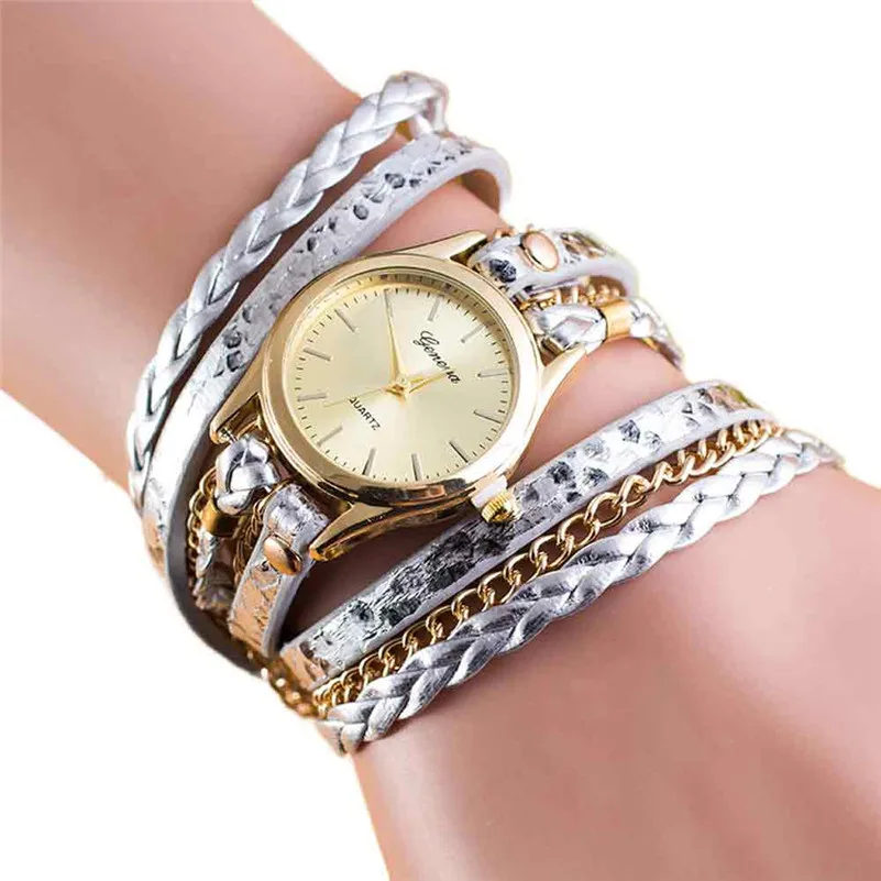New Fashion Women's watches casual watches Around Bracelet Watch Synthetic Leather Chain Watch Clocks Female Reloj mujer M11 (9)