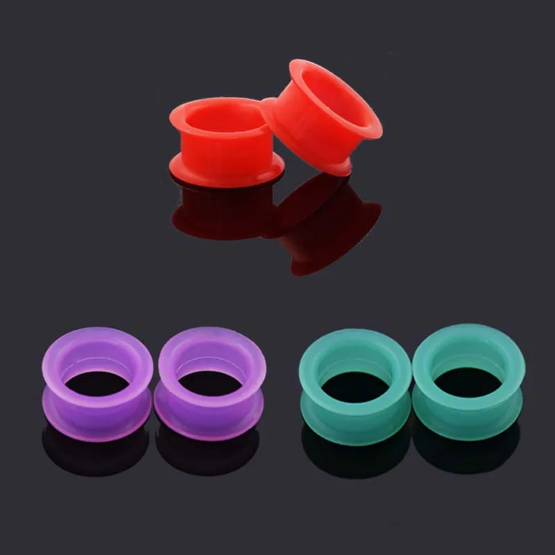 Free Ship Silicone Ear Tunnel Plugs Double Flared Hollow Ear Expander