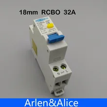 Interruptor automático diferencial atual residual de 18mm rcbo 32a 1 p + n 6ka com proteção sobre a corrente e do escapamento