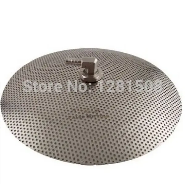 

Stainless Steel False Bottom -12 " Diameter, with 3/8" barb fitting and 1/2" lock nuts, all grain brewing accessories, hopbacks