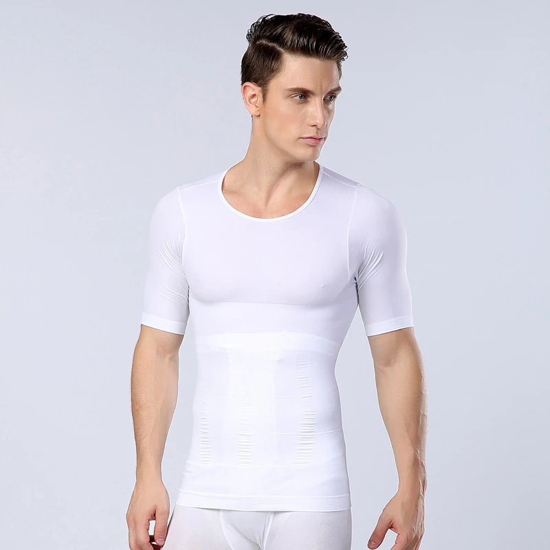 

Men Slimming Body Shaper Belly Control Shapewear Modeling Underwear Waist Trainer Corrective Posture tshirt Corset sweat shirt